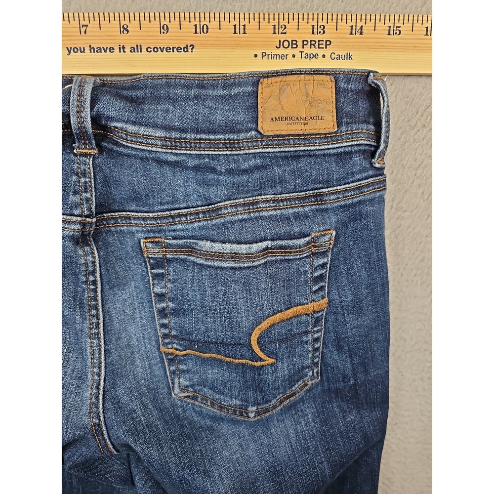 American Eagle Kick Boot Super Stretch Jeans 8 Long 29x33 Blue Medium Wash - Picture 7 of 8